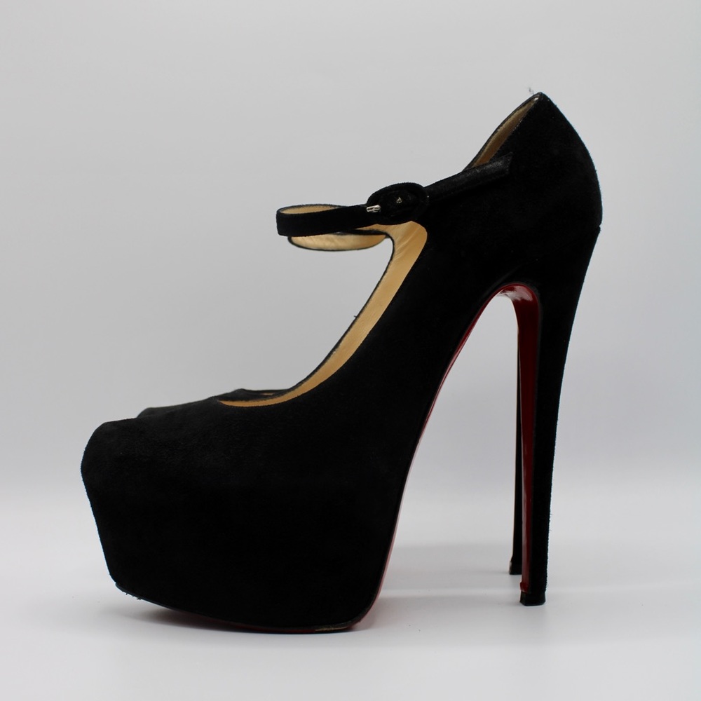 Christian Louboutin Black Suede Daffodil Mary Jane Pumps